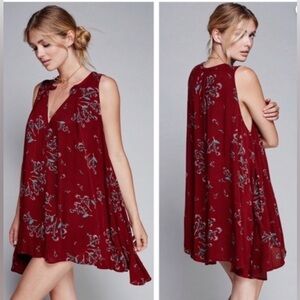 Free people -Floral Red Sleeveless Dress